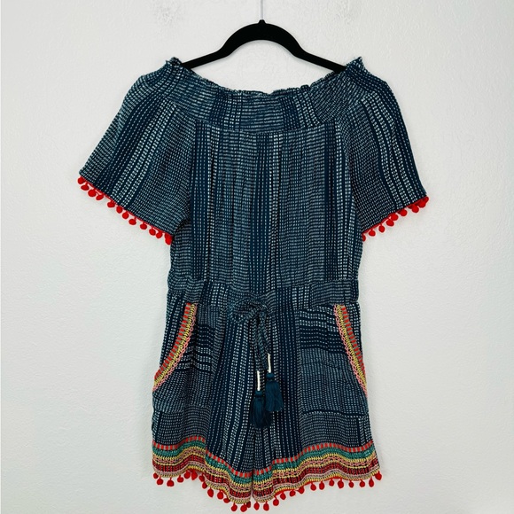 Anthropologie THML Lacey Pommed Off-The-Shoulder Romper Sz XS - Picture 3 of 9